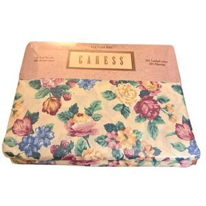 Mervyns Caress King Fitted Sheet Plantation Floral VTG 90s Cottagecore USA
